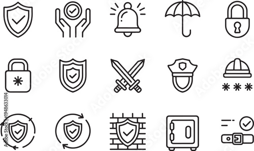 Security Shield and Lock Icons Representing Protection and Safety Concepts
