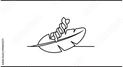 Stylized DNA helix intertwined with a feather, symbolizing life, nature, and genetics