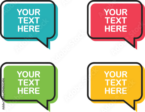 Colorful speech bubbles with text placeholders communication dialogue