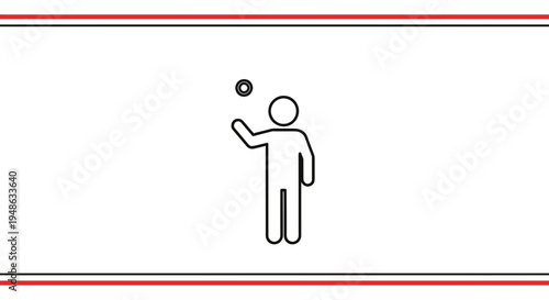 Stick Figure Juggling Ball, Simple Icon, Minimalist Design, Abstract Concept