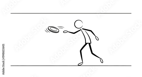 Stick Figure Man Throwing a Frisbee in a Park