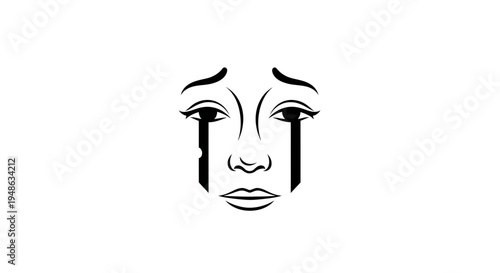 Sad Face Mask Tears Crying Emotion Symbol Vector Art