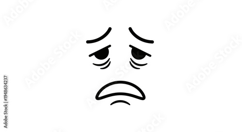 Sad Tired Face Emoji Cartoon - Exhausted Expression with Droopy Eyes