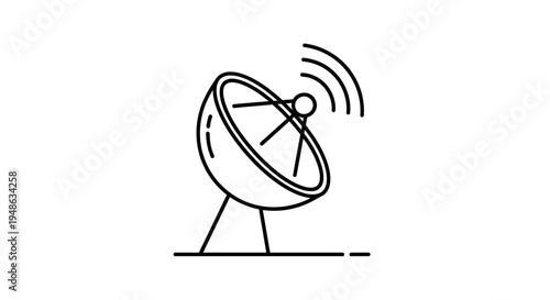 Satellite Dish Antenna Icon, Communication Technology, Signal Transmission, Network Connection