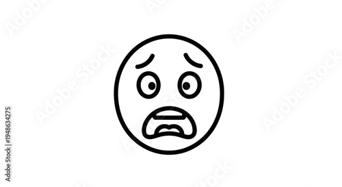 Scared Emoji Face Icon, Shocked Expression, Fear and Surprise Emotion