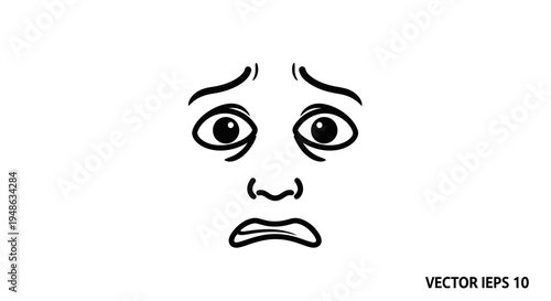 Scared Face Emoji Vector Illustration - Fearful Expression, Wide Eyes, Open Mouth