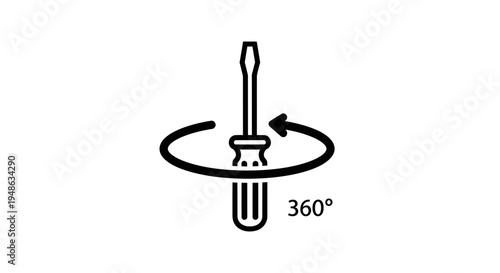 Screwdriver 360 Degree Rotation Icon - 3D Object Spin Animation Symbol