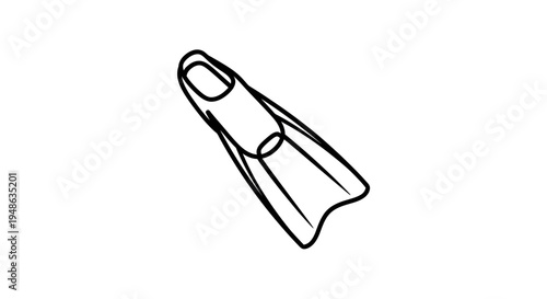 Simple Line Drawing of a Single Flippers for Swimming and Diving
