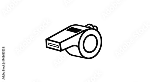 Simple Line Drawing of a Sports Whistle on a White Background