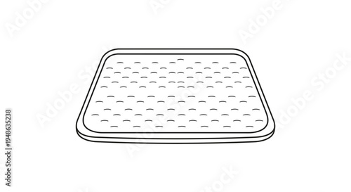 Simple Line Drawing of a Square Pet Bed or Mat with Textured Surface