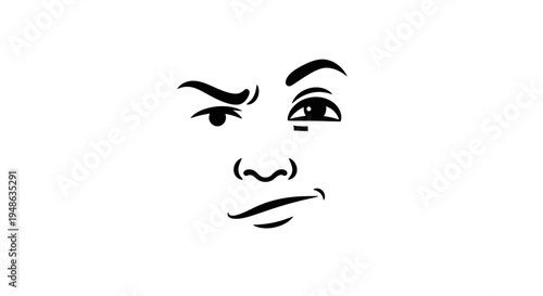 Skeptical Face Expression, Doubtful Look, Questioning Eyes, Suspicious Gaze, Uncertainty