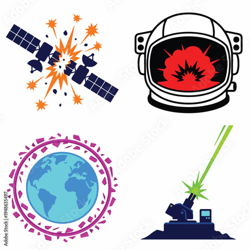 Orbital Warfare Satellite Collision and Space Debris Set