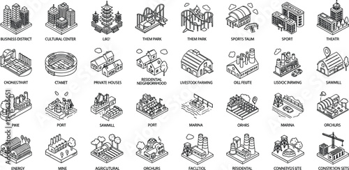 Detailed architectural floor plan vector featuring two levels with five bedrooms living room kitchen and office layout.