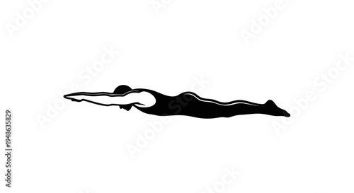 Swimmer Performing Butterfly Stroke in Water, Athletic Silhouette