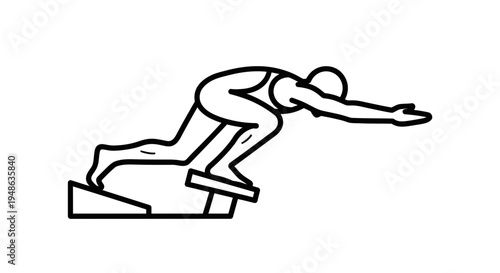 Swimmer Starting Block Dive Silhouette - Athletic Competition Preparation