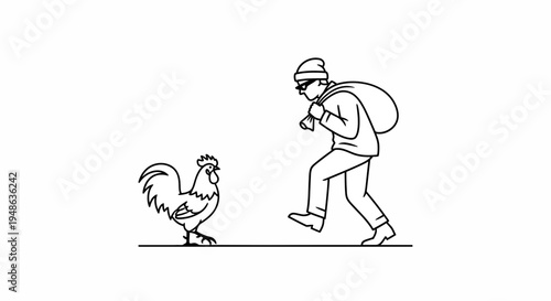 Thief stealing a chicken