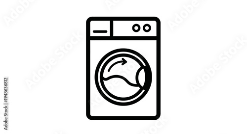 Washing Machine Icon, Laundry Appliance, Clean Clothes Symbol, Household Equipment