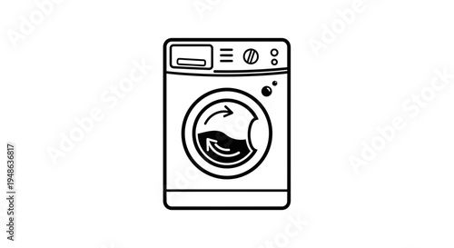 Washing Machine Icon, Laundry Machine Symbol, Clean Clothes, Household Appliance, Vector Art