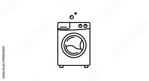 Washing machine icon, clean clothes, laundry service, household appliance, vector illustration