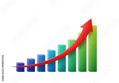 Growing bar chart with red arrow isolated on transparent background for business growth success and analytics Free Download Growing bar chart with red arrow isolated on transparent background for business growth success and analytics - GFXLoad
