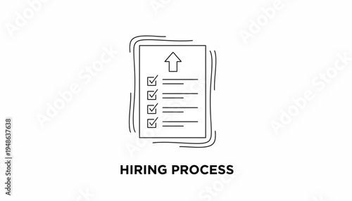 Hiring Process Checklist with Upward Arrow Icon - Recruitment and Selection Concept