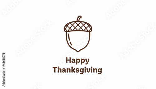 Happy Thanksgiving Acorn Icon Greeting Card