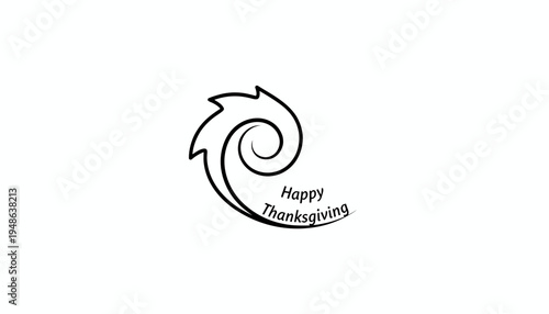 Happy Thanksgiving Swirl Graphic with Autumn Leaves and Autumn Colors