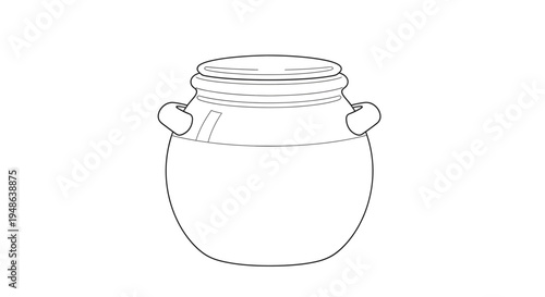 Hand-drawn illustration of a vintage amphora jar with handles, isolated on white background