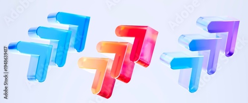 Canvastavla Set 3D Glass double arrow fast forward icon isolated on transparent background, concept of the direction speed and navigation