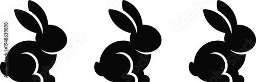 Rabbit silhouette bunny animal icon cute hare wildlife pet symbol vector illustration isolated black rabbit design collection
