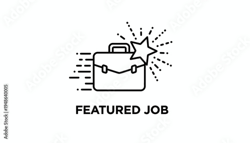 Featured Job Icon: Briefcase with Star, Speed Lines - Recruitment, Career Opportunity