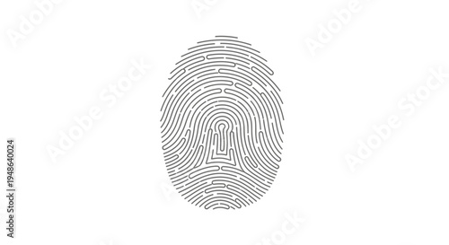 Fingerprint with Keyhole Icon: Security, Identity, Access, Privacy, Digital Protection