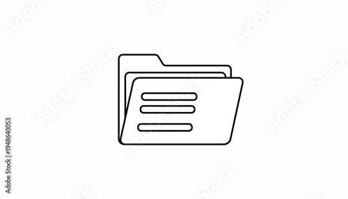 Folder Icon, Simple Line Art, Document Storage, Organization, Data Archive