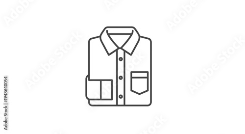 Folded Men's Shirt Icon, Simple Line Art, Clothing Symbol