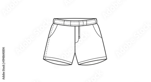 Fashion Sketch: Casual Shorts with Elastic Waistband and Drawstring