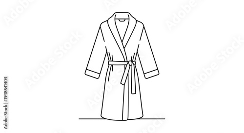 Elegant Bathrobe Icon, Minimalist Line Art, Cozy Comfort, Home Wear Style
