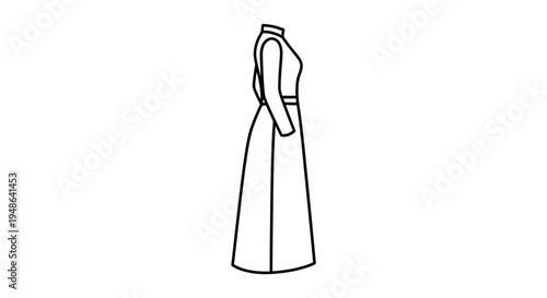 Elegant Long Sleeve Maxi Dress Fashion Illustration