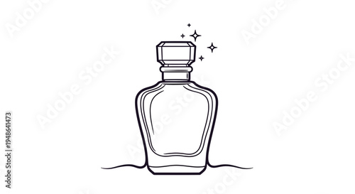 Elegant Perfume Bottle Icon with Sparkles - Luxury Fragrance Symbol