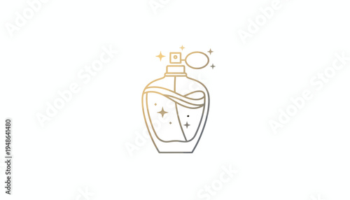 Elegant Perfume Bottle Icon with Sparkles and Swirls - Luxury Beauty Product