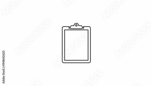 Clipboard Icon Outline, Simple Vector Graphic for Notes and Documents