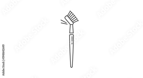 Cleaning brush icon, simple line art illustration of a cleaning tool for household chores