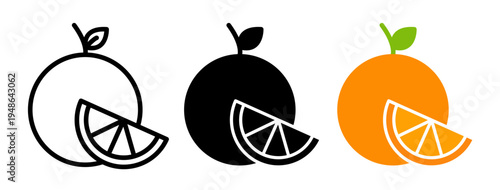 Orange fruit icons pack. vector illustrations designs
