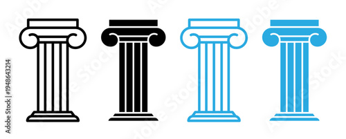Pillar icons pack. vector illustrations designs