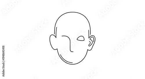Minimalist Line Art of a Human Face Outline with Abstract Features