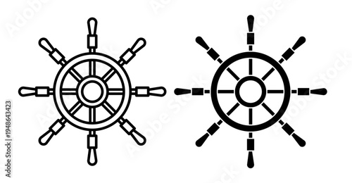 Ship wheel icons pack. vector illustrations designs