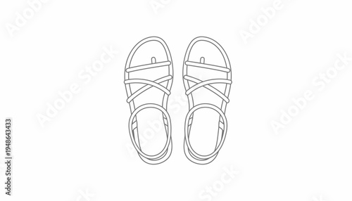 Minimalist Line Art of a Pair of Flat Sandals with Straps