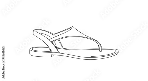 Minimalist Line Art of a Slingback Thong Sandal, Elegant Footwear Design