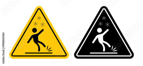 Slippery ice signs pack. vector illustrations designs