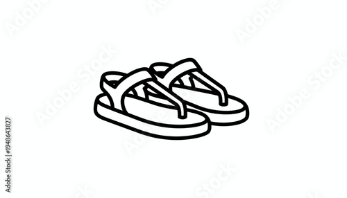 Minimalist Line Art Icon of Comfortable Sandals