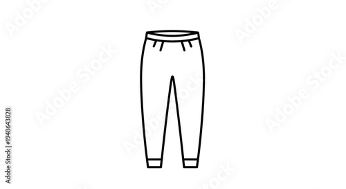 Minimalist line art icon of sweatpants, joggers, or casual pants